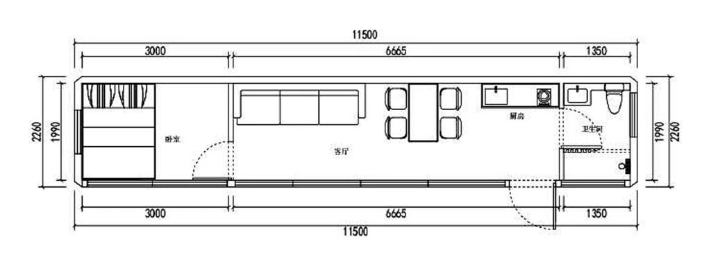 A1 Apple Cabin 11.5m, floor plan