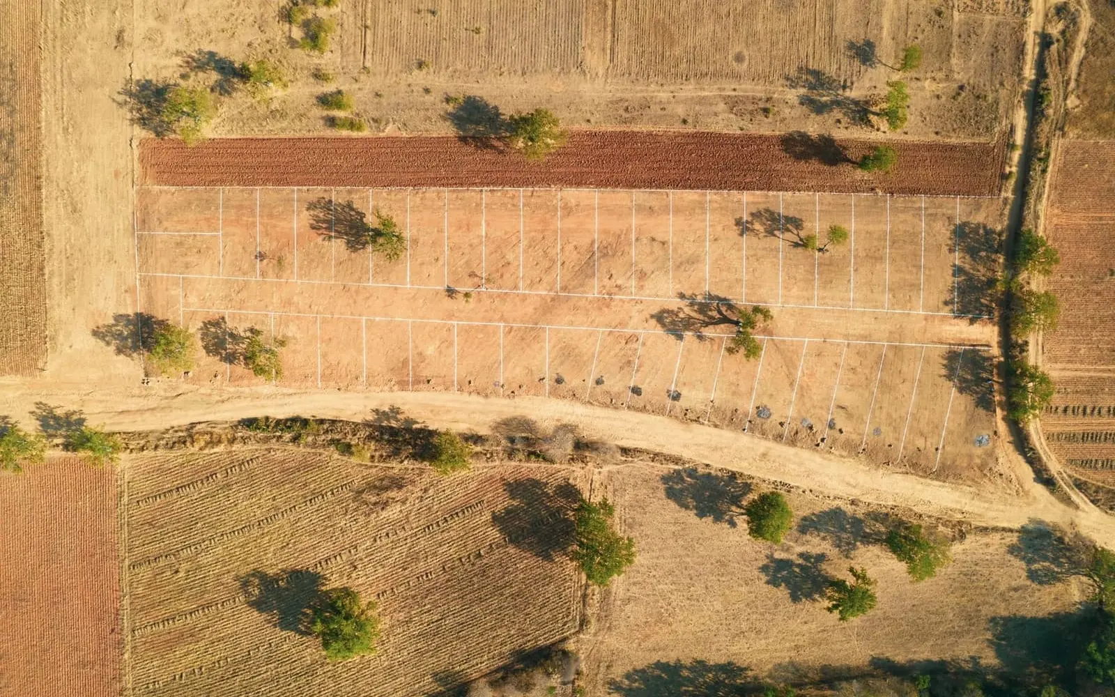 Aerial view of an empty rural land plot