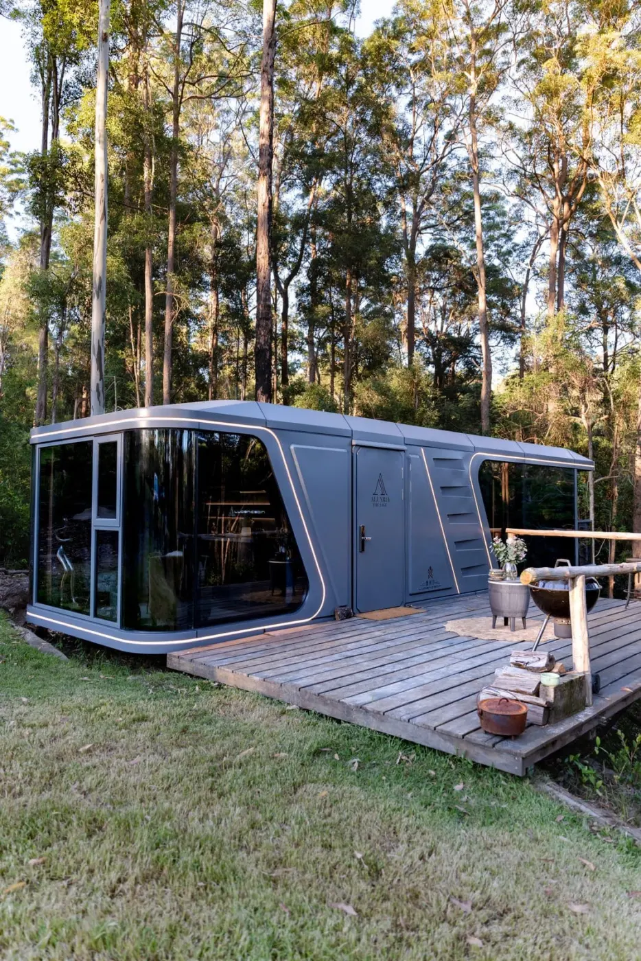 Aluxria capsule among tall trees
