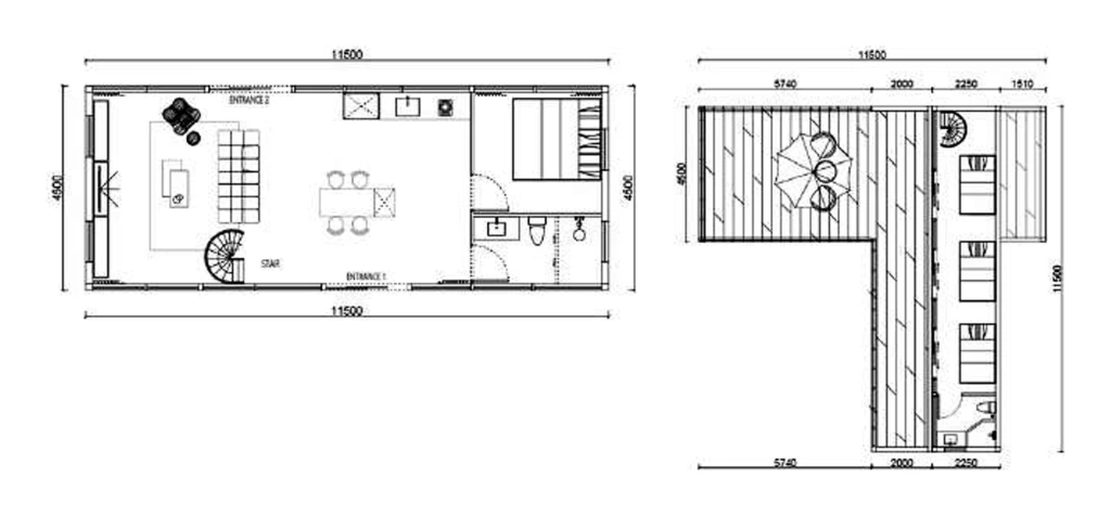 D1 Two Storey Apple Cabin, floor plan