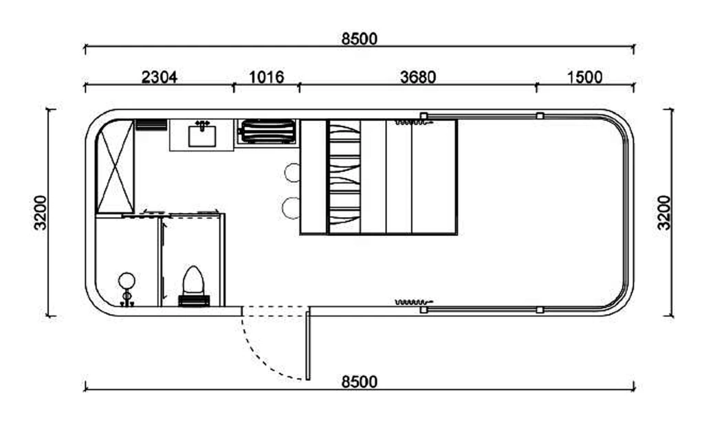 E6 Capsule House, floor plan