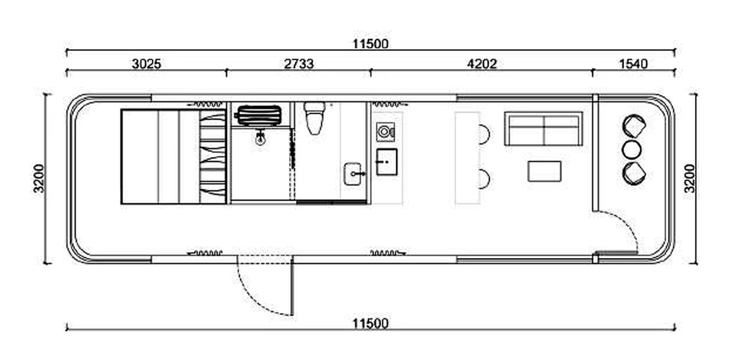 E8 Capsule House, floor plan