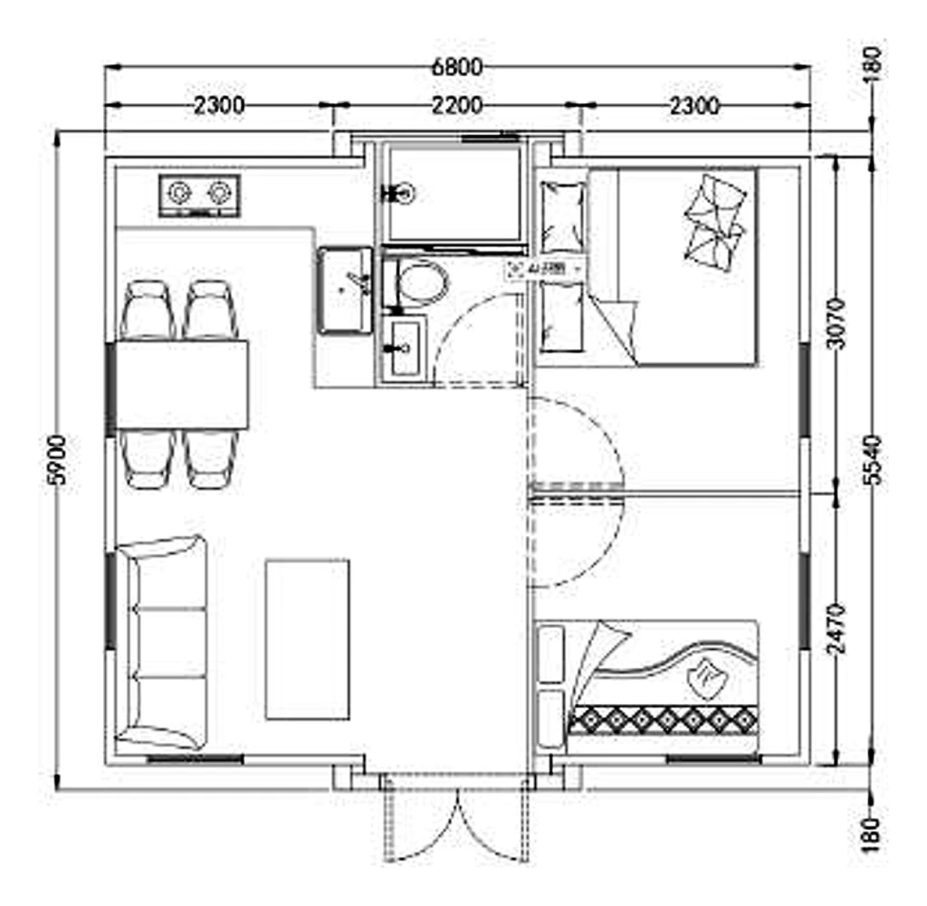 F20 Expandable House (2.4m Ceiling), floor plan
