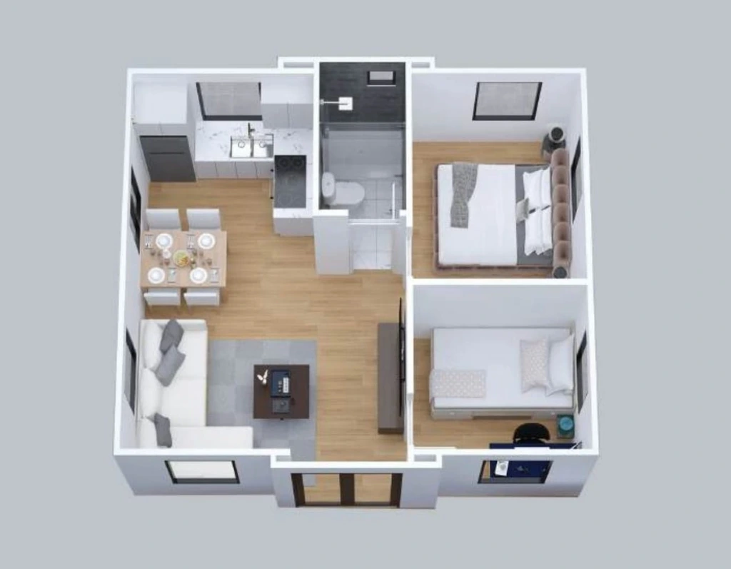 F20 Expandable House, furnished layout