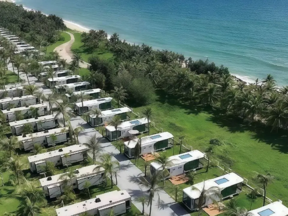 Capsule houses beside the sea